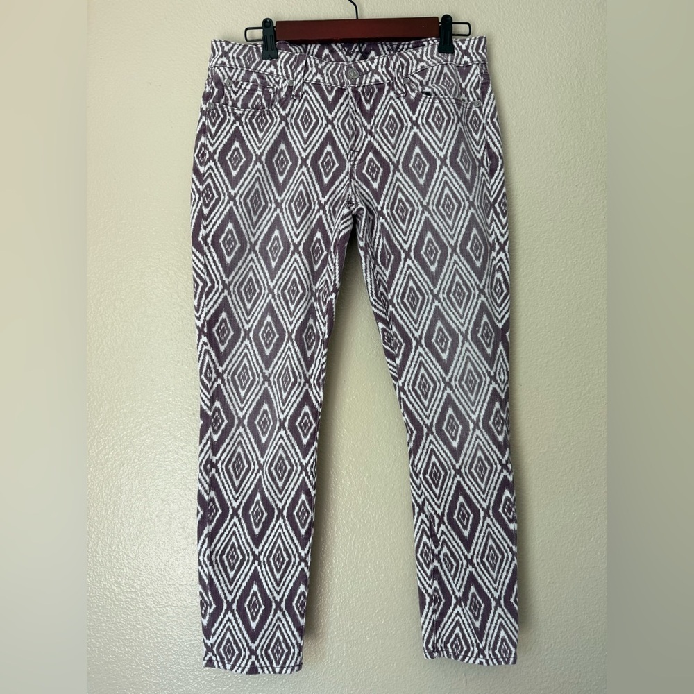 7 For All Mankind Mauve and White Zigzag Jeans